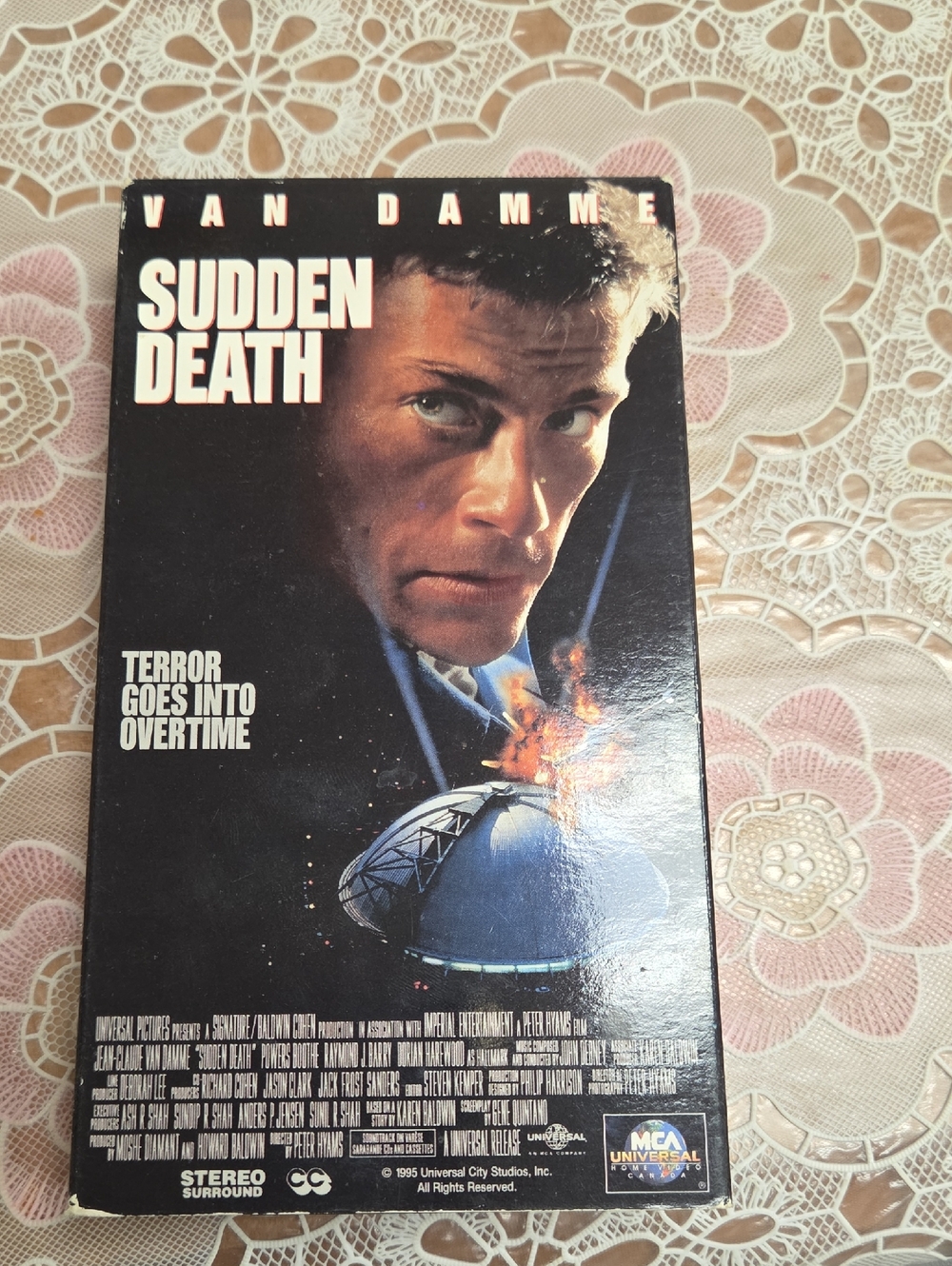 Sudden Death VHS Tape - Black Cover with Blue and Orange Artwork